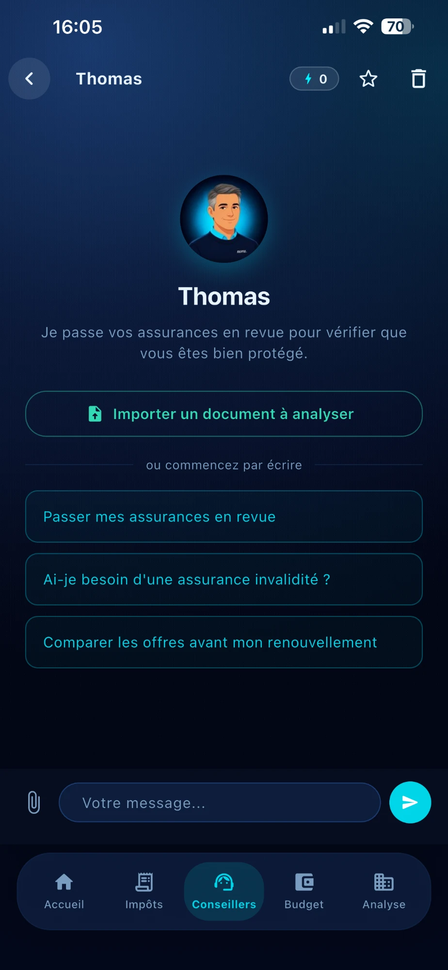 Thomas, conseiller en assurance Nora